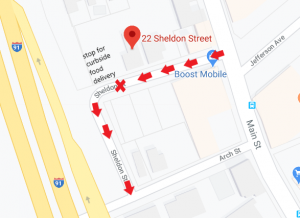 curbside food delivery map Sheldon Street